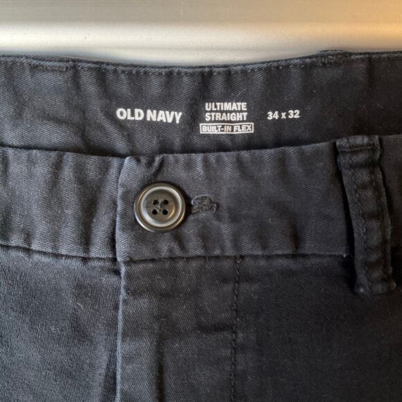 Old Navy Men Khaki Pants size 34x32 Black Mid Rise Straight Leg - Picture 9 of 11